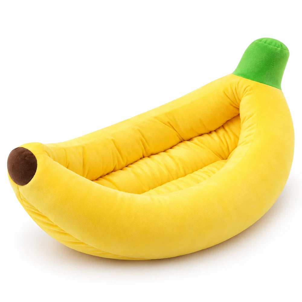 Banana Pet Bed Plush Cat Bed For Indoor Cats Kittens And Small Dogs Soft Bolster Sleeper With Raised Sides And Open Top For Cozy Lounging