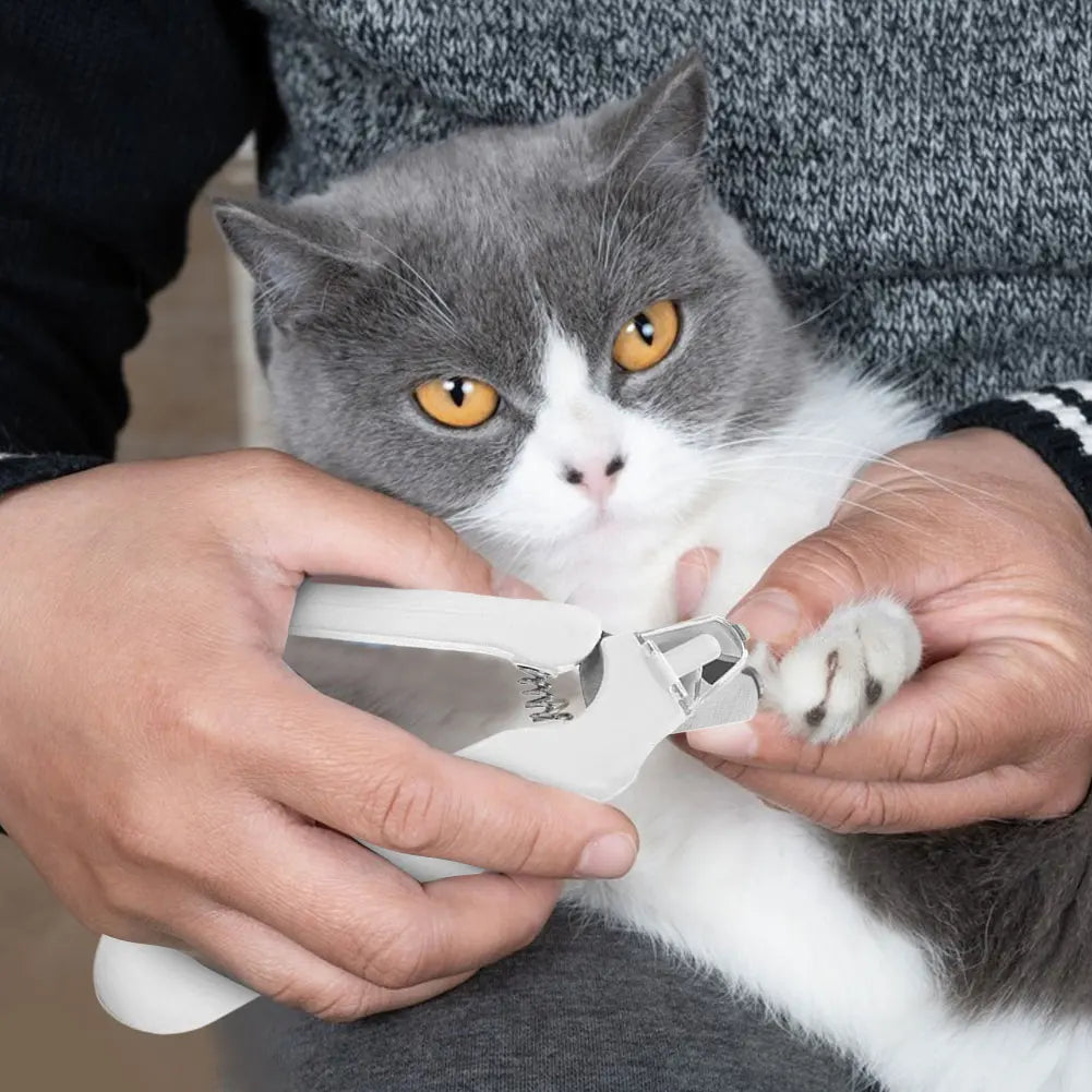 2 In 1 Universal Nail Cutter Anti Splash with LED Pet Supply(White)