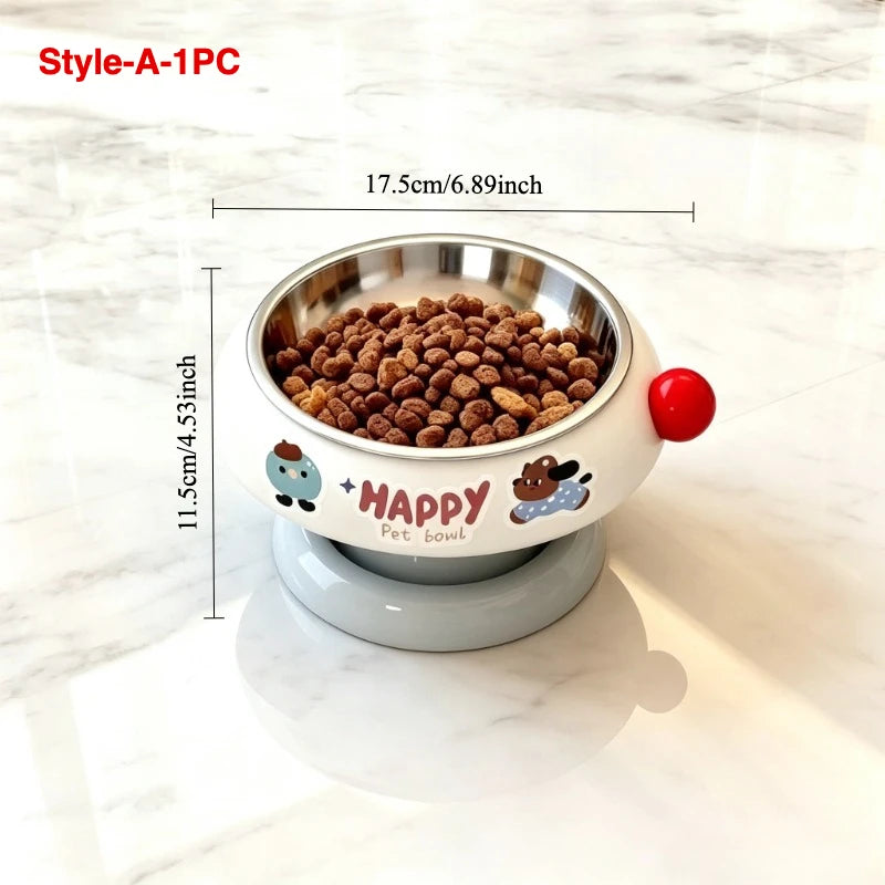 Elevated Cat Bowls Raised Food and Water Bowl Set for Indoor Anti-Vomit Neck Protection Feeder Pet Stainless Steel cat Bowls
