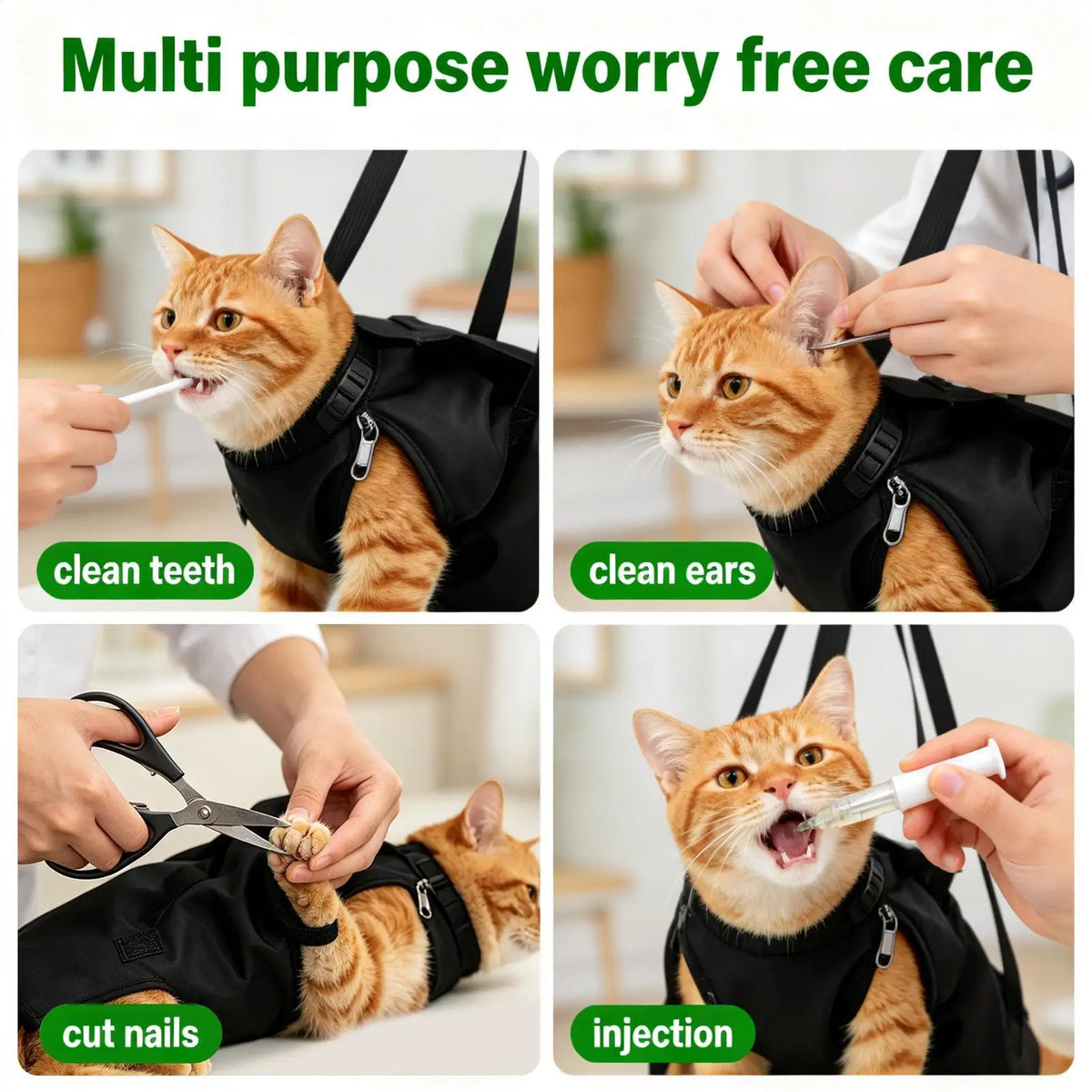 Waterproof Anti-Scratch Cat Grooming Bag Adjustable Nail Trimming Restraint Carrier for Small Dogs And Pets Shower Cleaning
