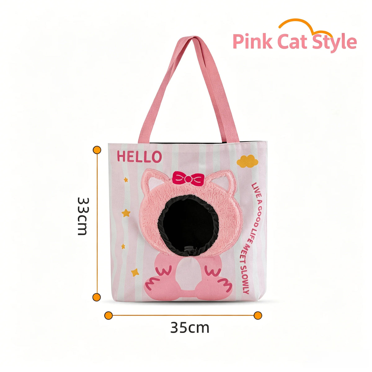 Cartoon Head Out Cat Tote Bag Breathable Canvas Portable Shoulder Carrier Large Capacity Travel Bag for Small Pets