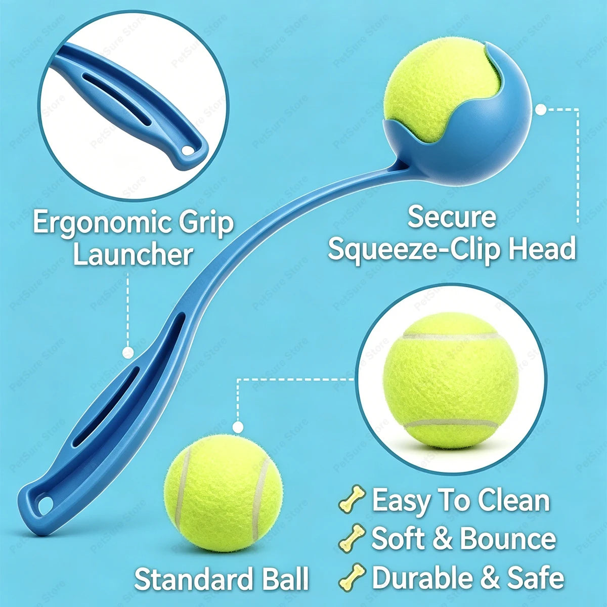 Dog Ball Launcher Sport with 18' Handle Length for Medium Dog Balls for Dogs 20-60 Lb Plastic Pet Fetch Ball Thrower Perfect