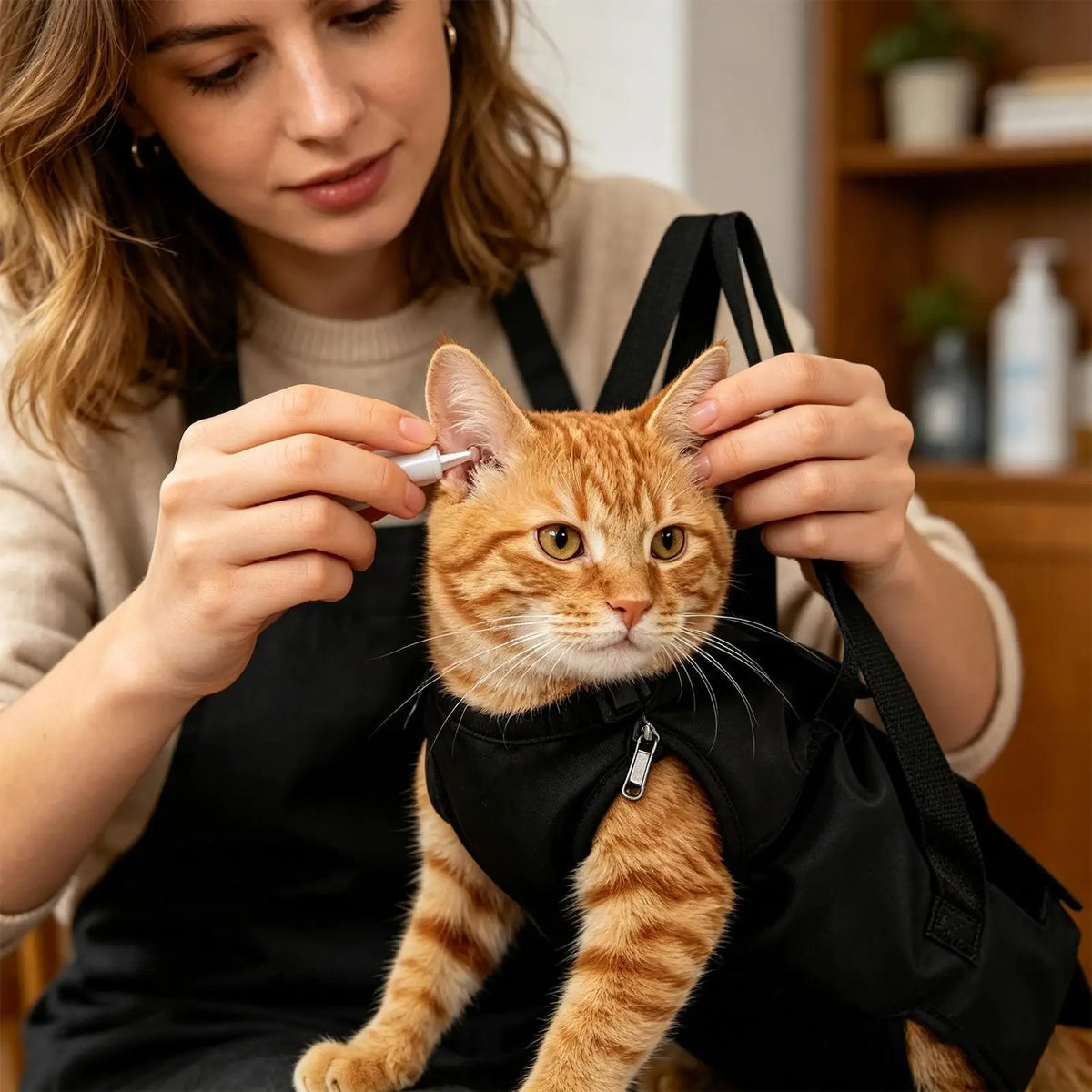 Waterproof Anti-Scratch Cat Grooming Bag Adjustable Nail Trimming Restraint Carrier for Small Dogs And Pets Shower Cleaning