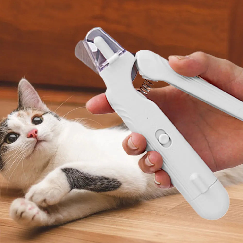 2 In 1 Universal Nail Cutter Anti Splash with LED Pet Supply(White)