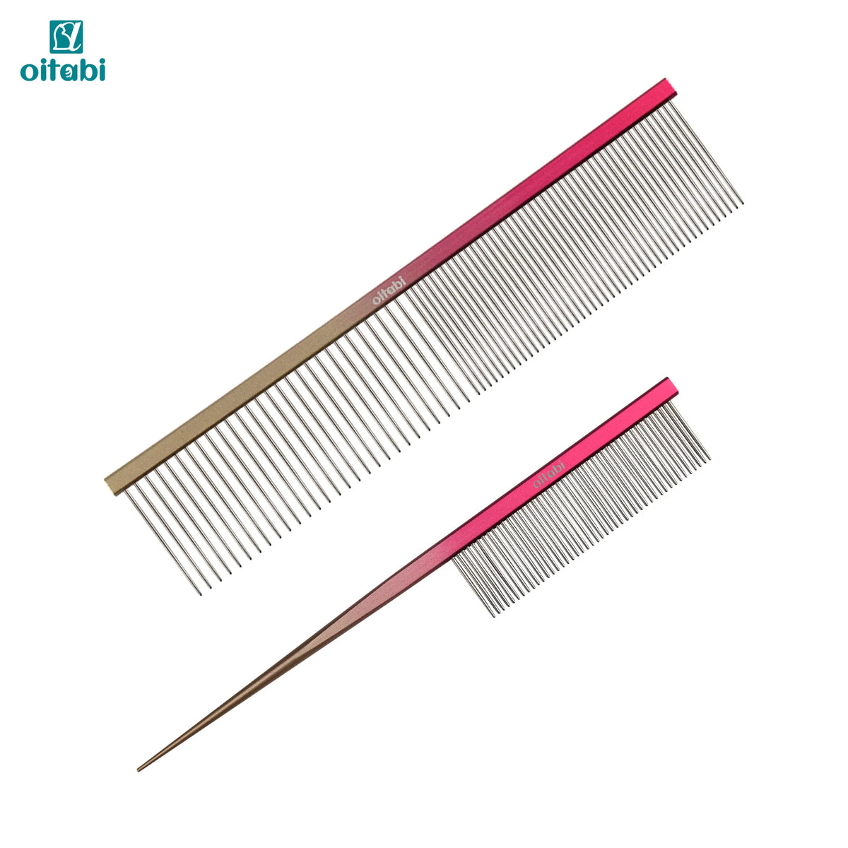 OITABI Professional Pet Grooming Comb, Gradient Pet Deluxe Pointed Tail Comb for Cat & Dog Styling Finishing and Fluffing Comb