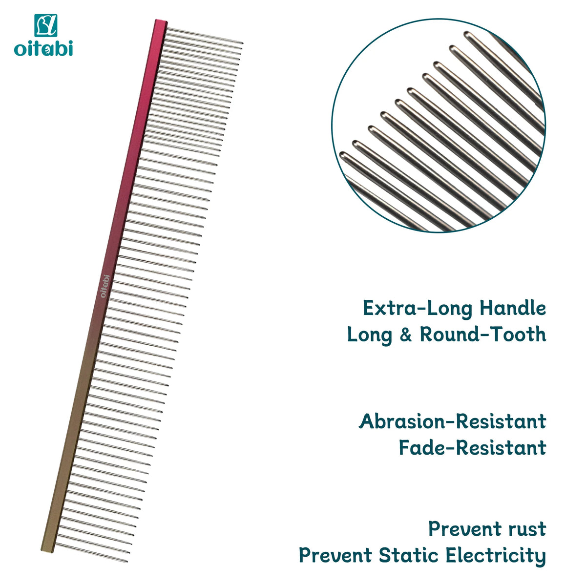 OITABI Professional Pet Grooming Comb, Gradient Pet Deluxe Pointed Tail Comb for Cat & Dog Styling Finishing and Fluffing Comb