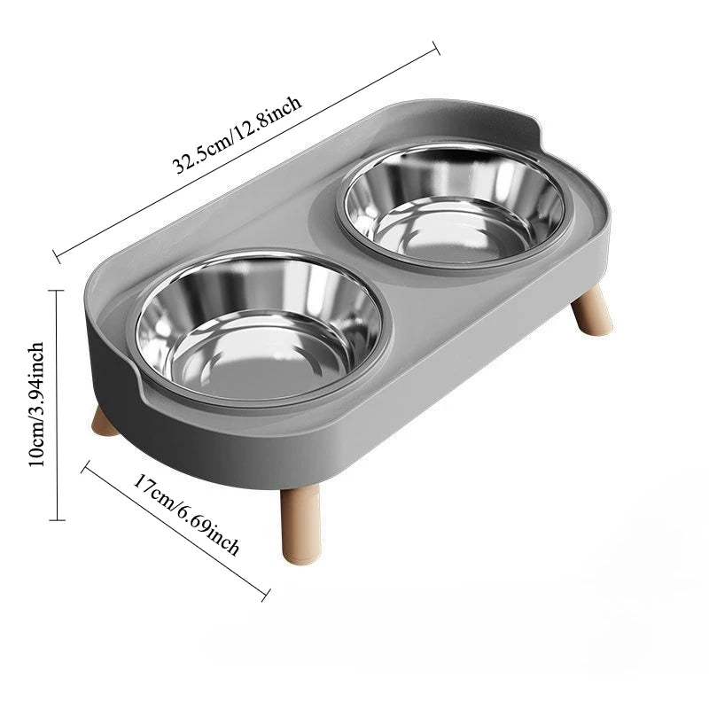 Elevated Cat Bowls Raised Food and Water Bowl Set for Indoor Anti-Vomit Neck Protection Feeder Pet Stainless Steel cat Bowls