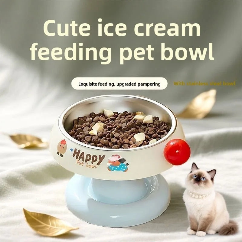 Elevated Cat Bowls Raised Food and Water Bowl Set for Indoor Anti-Vomit Neck Protection Feeder Pet Stainless Steel cat Bowls