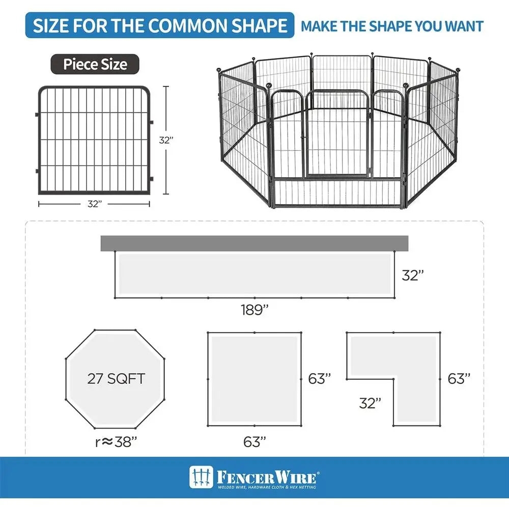 Oldable Outdoor/Indoor Pet Playpen with Gate, Available in 24"/32"/40" Height Metal Portable Kennel, Heavy-Duty Exercise Fence