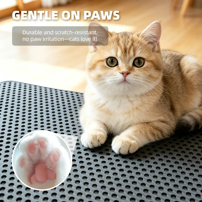 Cat Litter Trapping Mat Heavy Duty Waterproof 2 Layer Non Slip Washable Pet Floor Protector Litter Box Sand Stopper
