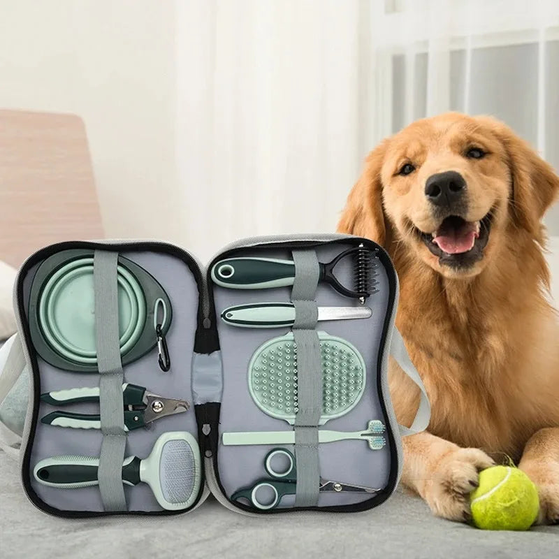 8 in 1 Dog Cat Grooming Comb Set,Pet Cleaning Brush Tool Set,Pet Multi-Functional Cleaning Set Cat Hair Removal Brush Kit