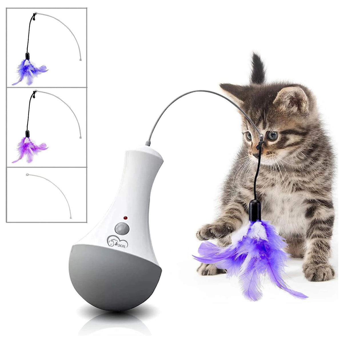 DOEL Cat Interactive Toys Funny Feather Kitten Teaser Indoor Play Automatic Toy Gift Cat Feather Toy