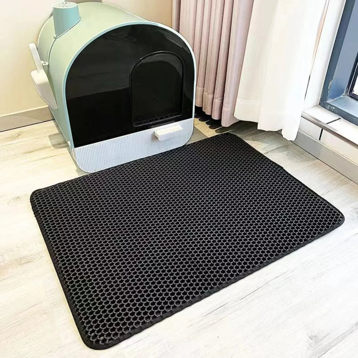 Cat Litter Trapping Mat Heavy Duty Waterproof 2 Layer Non Slip Washable Pet Floor Protector Litter Box Sand Stopper
