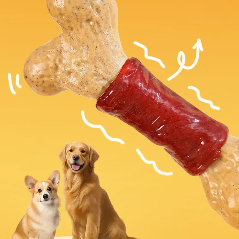 Durable Dog Chew Bones, Rawhide Pressed Bones for Aggressive Chewers, Teeth Cleaning Molar Sticks Toys for Puppy Small Medium