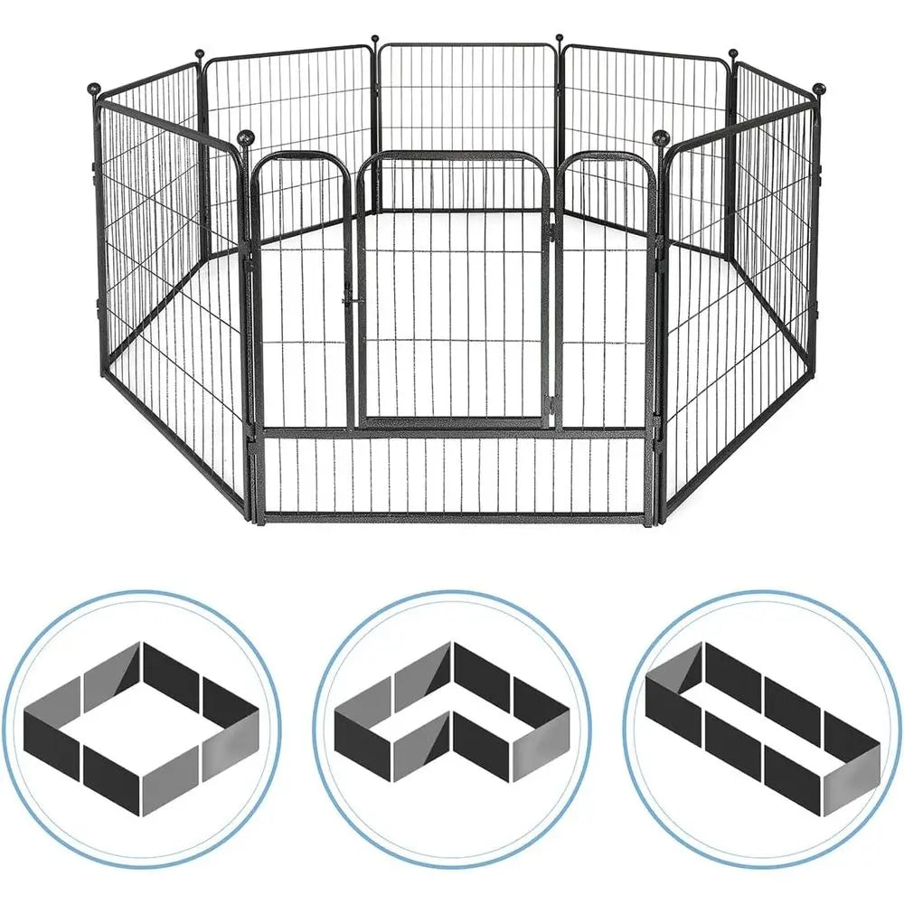 Oldable Outdoor/Indoor Pet Playpen with Gate, Available in 24"/32"/40" Height Metal Portable Kennel, Heavy-Duty Exercise Fence