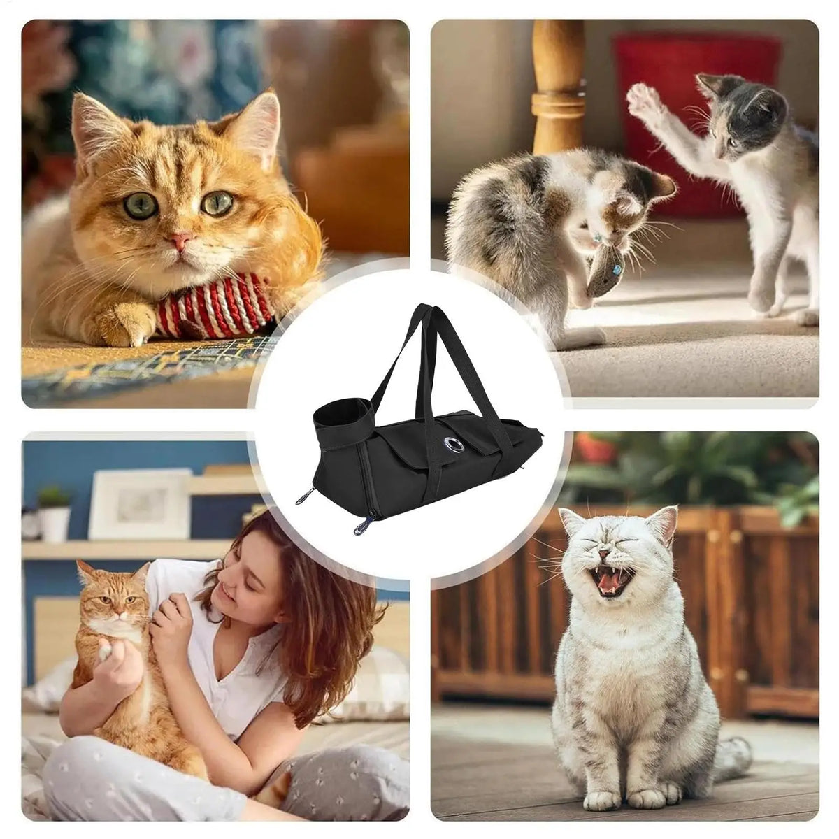 Waterproof Anti-Scratch Cat Grooming Bag Adjustable Nail Trimming Restraint Carrier for Small Dogs And Pets Shower Cleaning