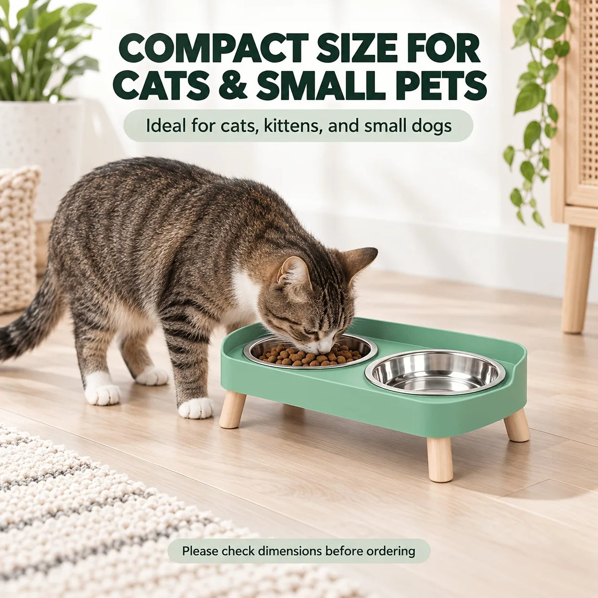 Elevated Cat Bowls Raised Food and Water Bowl Set for Indoor Anti-Vomit Neck Protection Feeder Pet Stainless Steel cat Bowls