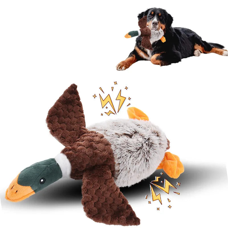 Pet Plush Duck Squeak Toy Cute Interactive Training Play Stuffed Squeaky Cleaning Tooth Dog Chewing Toys