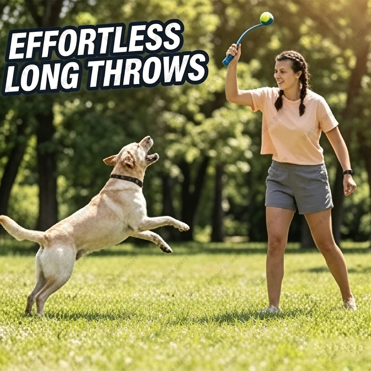 Dog Ball Launcher Sport with 18' Handle Length for Medium Dog Balls for Dogs 20-60 Lb Plastic Pet Fetch Ball Thrower Perfect