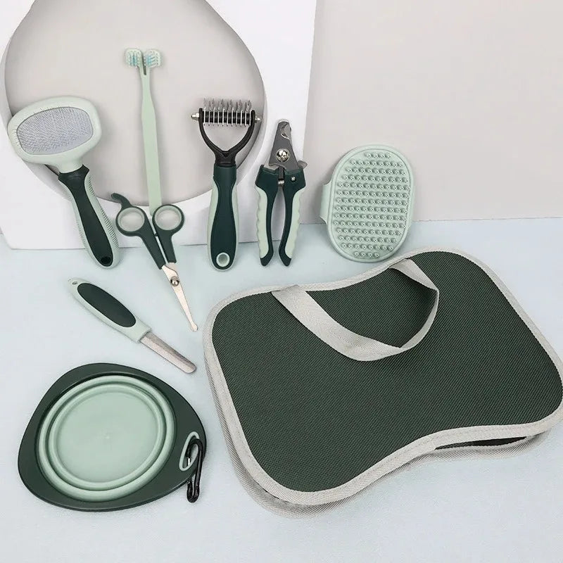 8 in 1 Dog Cat Grooming Comb Set,Pet Cleaning Brush Tool Set,Pet Multi-Functional Cleaning Set Cat Hair Removal Brush Kit
