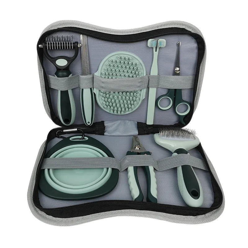 8 in 1 Dog Cat Grooming Comb Set,Pet Cleaning Brush Tool Set,Pet Multi-Functional Cleaning Set Cat Hair Removal Brush Kit